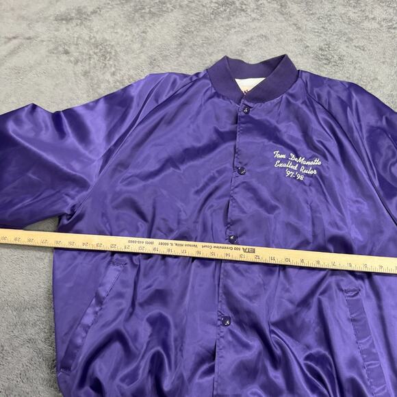 Vintage BPOE Elks Club Jacket Oregon City USA Mens XL Purple Satin Snap 90s - Picture 6 of 7